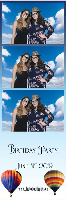 same lovely girls at photo booth rental in different backgroup